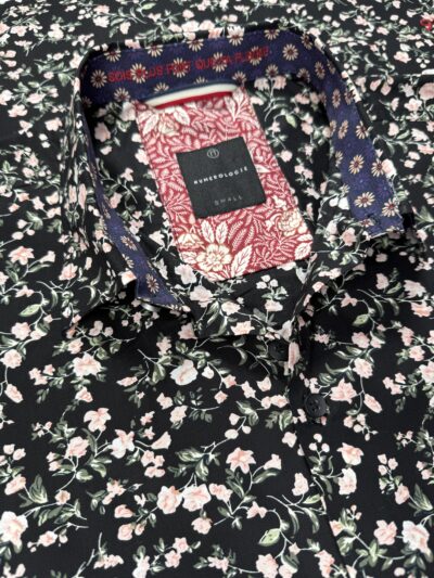 Chemise BART à motif floral multicolore sur fond marine