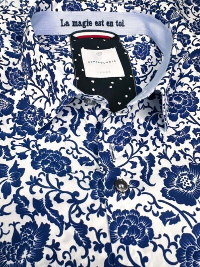 Chemise ERIK à motif floral rouge sur fond noir