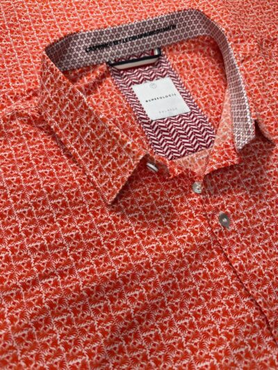 Chemise MITCH à motif graphique orange sur fond écru