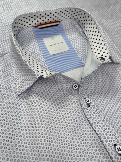 Chemise PHILIBERT à motif pois noirs sur fond blanc