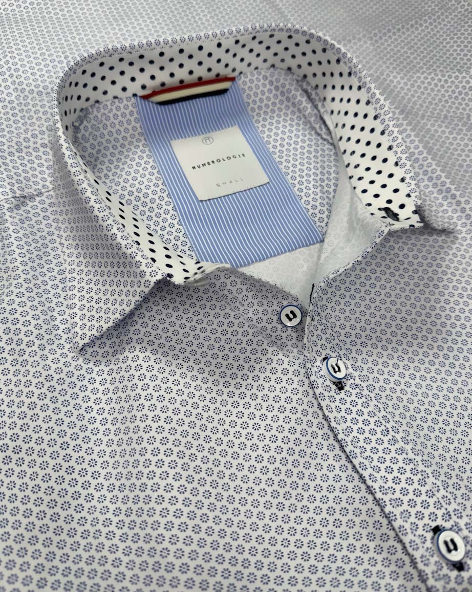 Chemise PHILIBERT à motif pois noirs sur fond blanc 1 Chemise PHILIBERT à motif pois noirs sur fond blanc