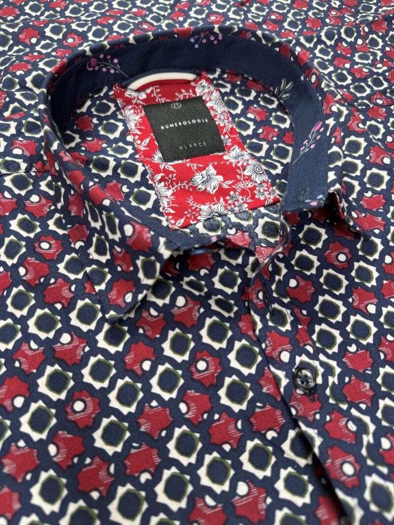 Chemise HONORE à motif carreaux bleu sur fond blanc