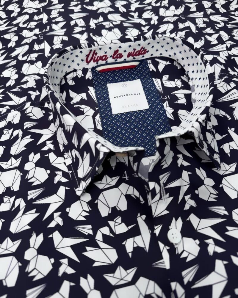 Chemise CHARLOT à motif floral multicolor sur fond bleu