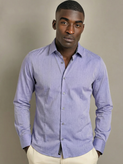 Chemise ALCEO bleue unie