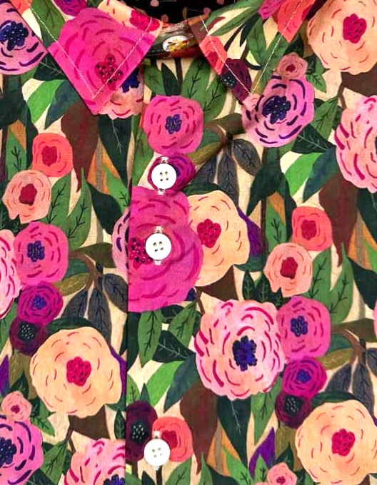 Chemise ADAM à motif floral rose et verte 4 Chemise ADAM à motif floral rose et verte – Image 3