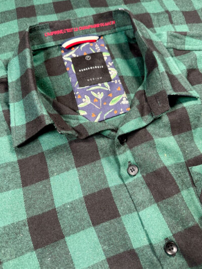 Chemise ALI à motif à gros carreaux vert et noir
