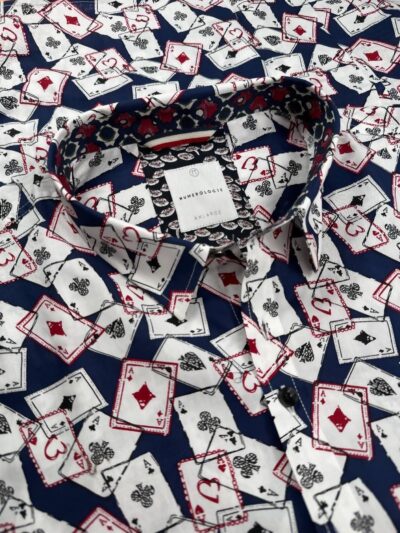 Chemise DINO imprimé jeux de cartes sur fond marine