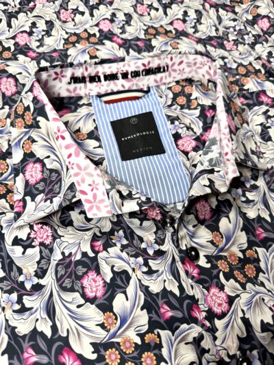 Chemise GAUGUIN à motif floral multicolor sur fond noir