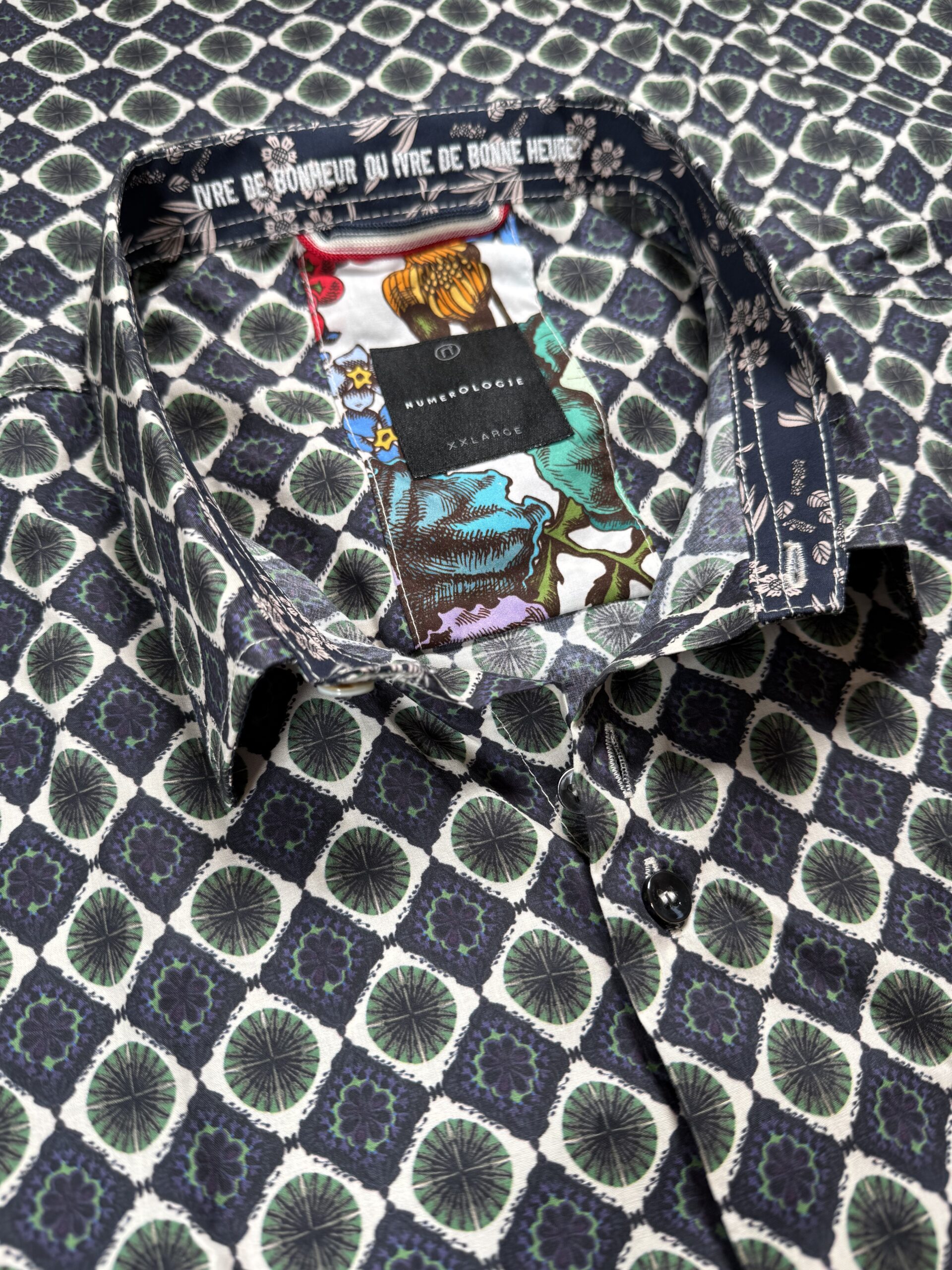 Chemise LORIK à motif graphique marine et vert 1 Chemise LORIK à motif graphique marine et vert