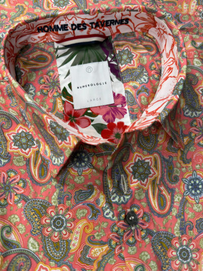 Chemise PEDRI à motif cachemire sur fond orange