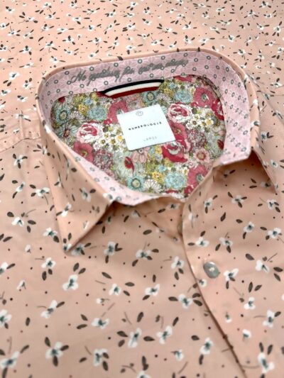 Chemise PYTHAGORE à motif floral multicolore sur fond rose