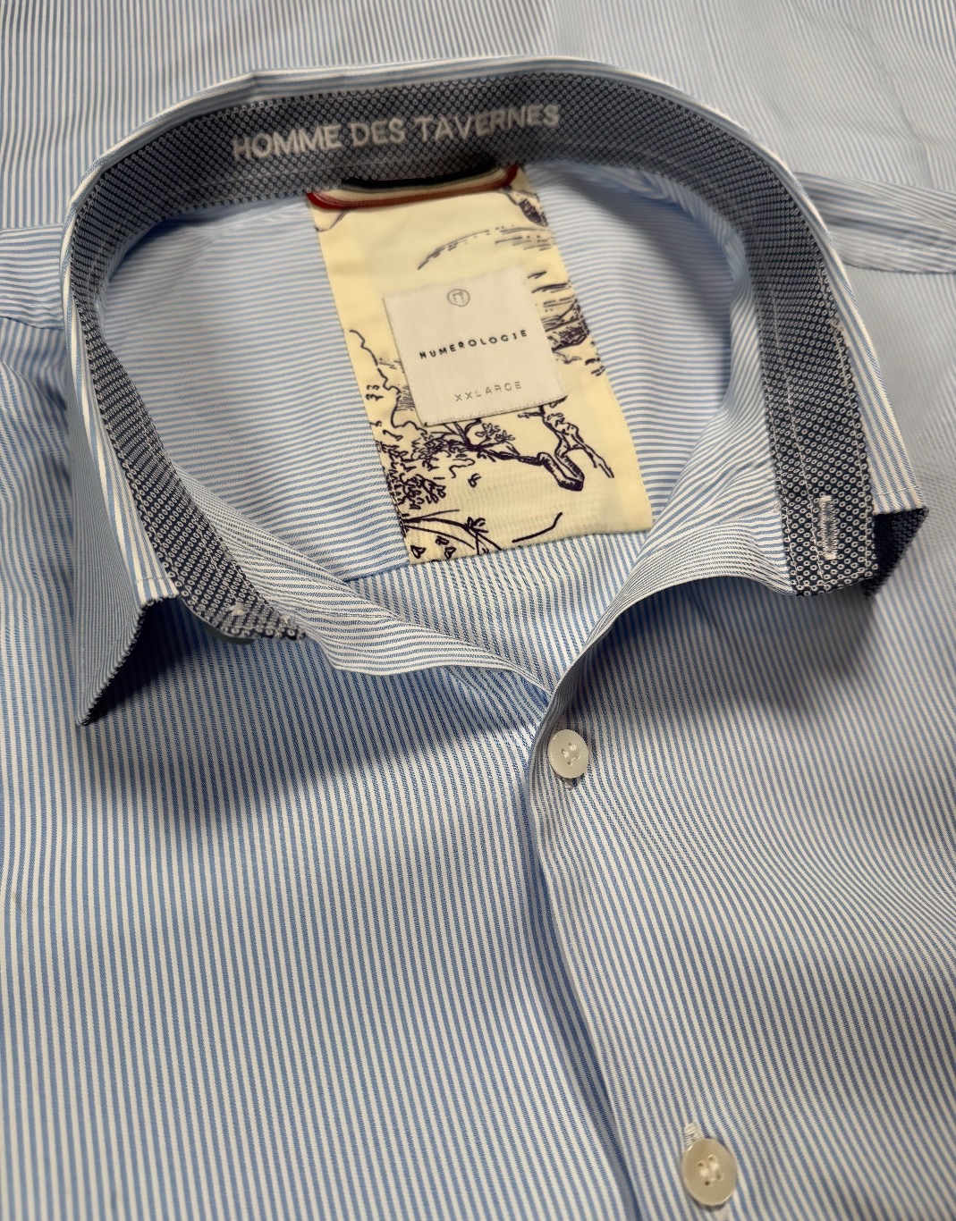 Chemise THEODORE à fines rayures ciel et blanches 1 Chemise THEODORE à fines rayures ciel et blanches