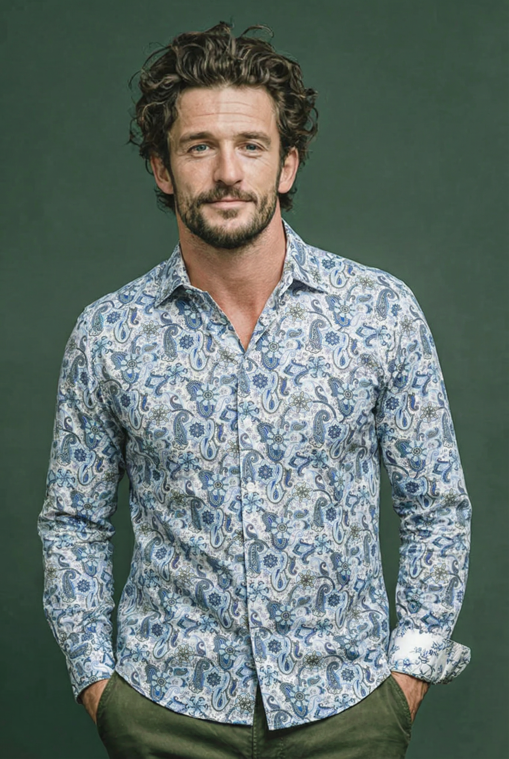 Chemise ITACHI à motif cachemire bleu 1 Chemise ITACHI à motif cachemire bleu