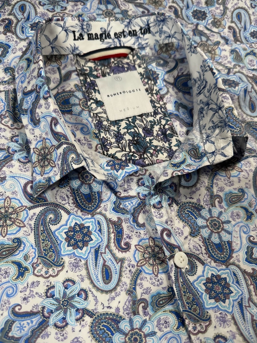 Chemise ITACHI à motif cachemire bleu 1 Chemise ITACHI à motif cachemire bleu