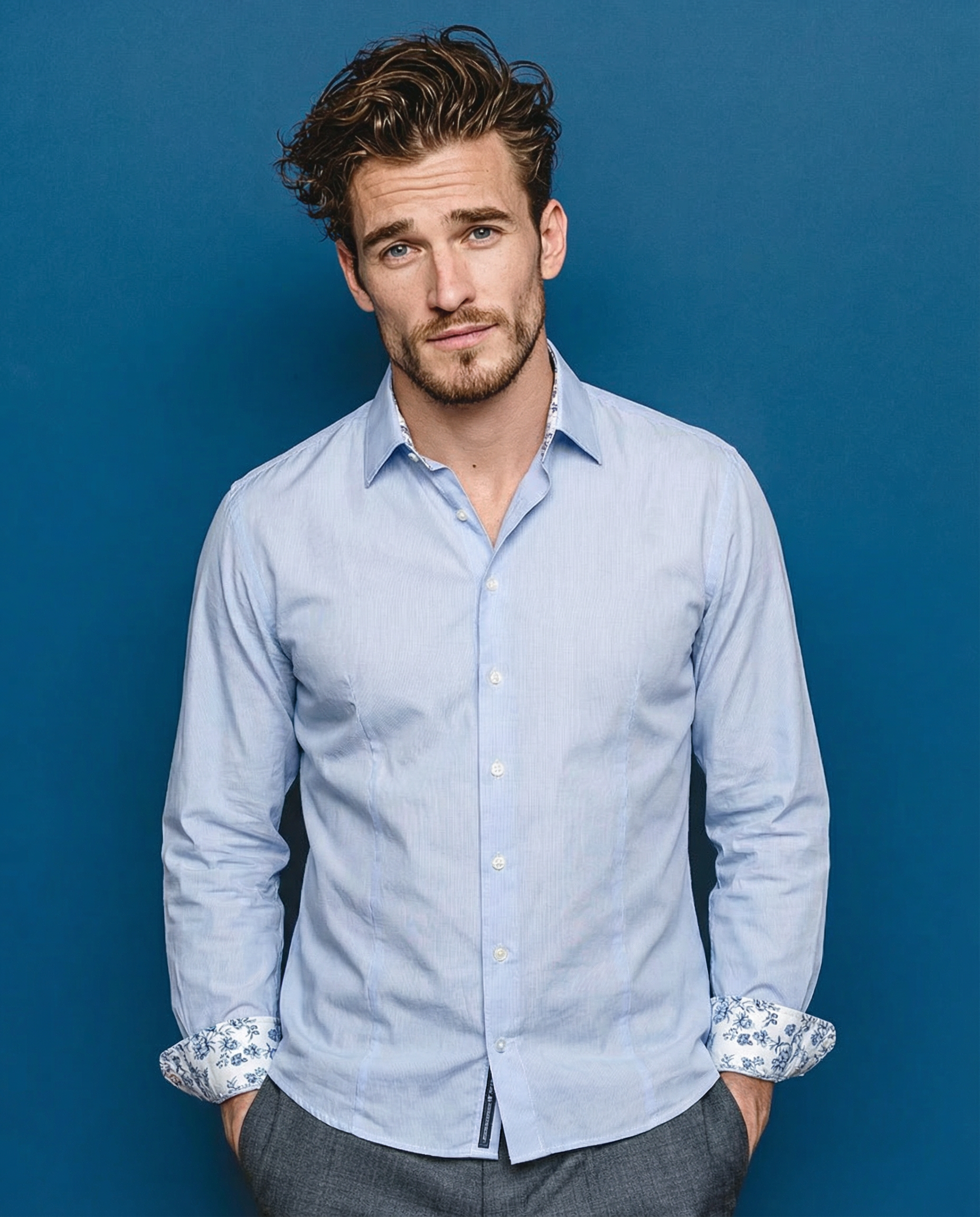 Chemise MICK rayée bleu clair 1 Chemise MICK rayée bleu clair