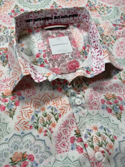 Chemise MALI à motif floral multicolor sur fond écru