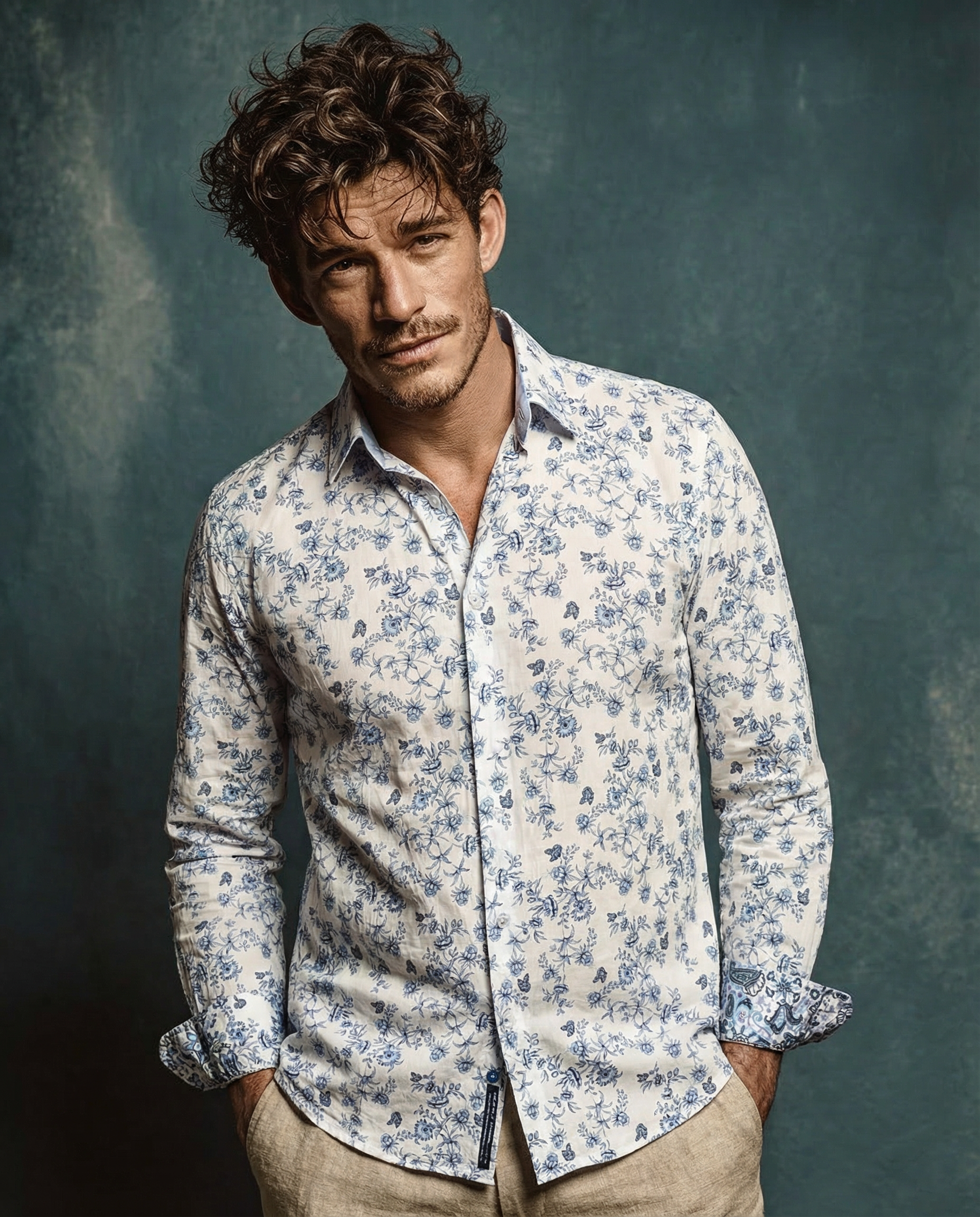 Chemise OWEN à motif floral bleu foncé 1 Chemise OWEN à motif floral bleu foncé