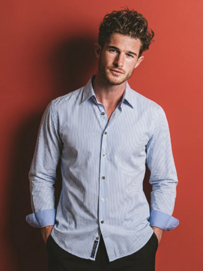 Chemise PACO à rayures bleu ciel