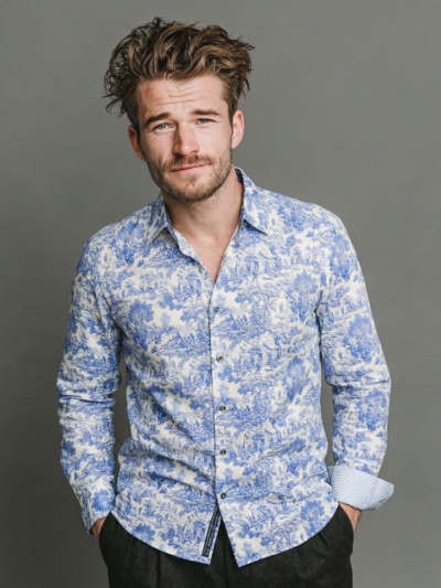 Chemise TIAGO, imprimé toile bleu