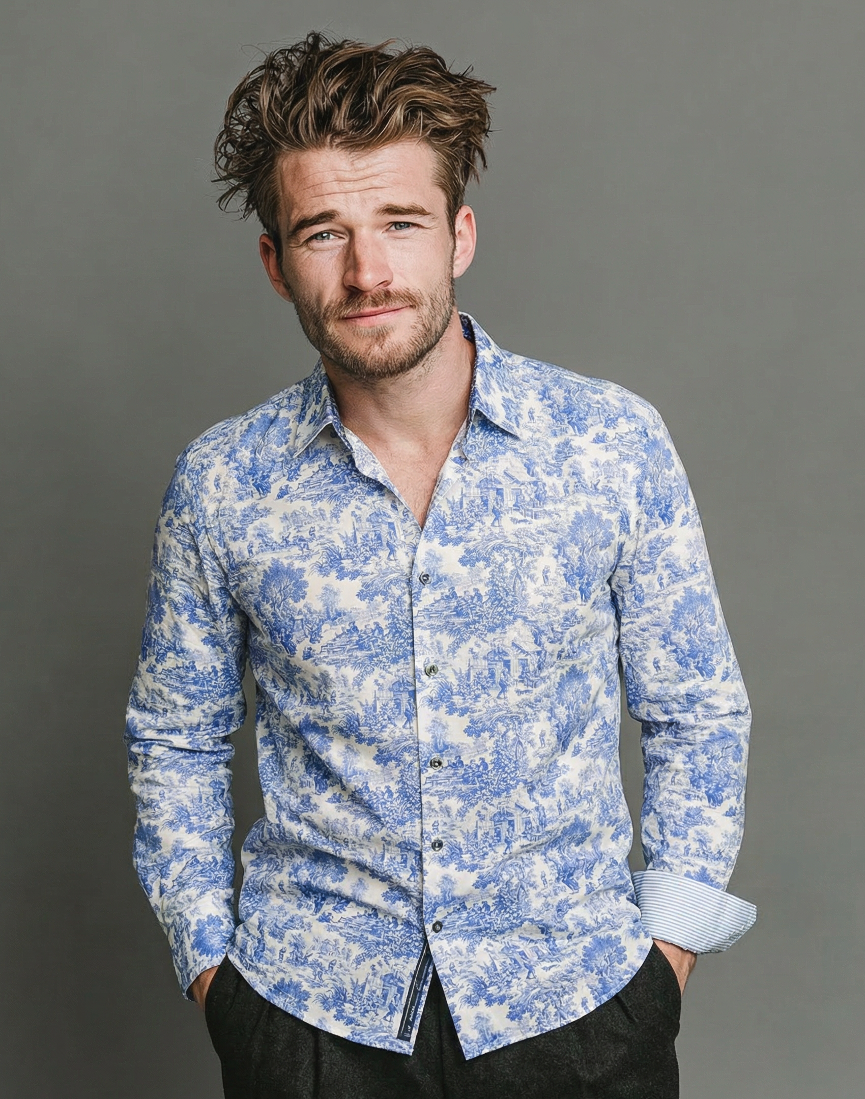 Chemise TIAGO, imprimé toile bleu 1 Chemise TIAGO, imprimé toile bleu