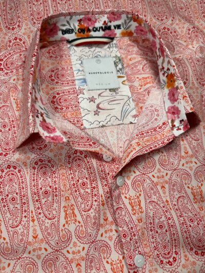 Chemise BAUDOUIN à motif cachemire orange sur fond écru